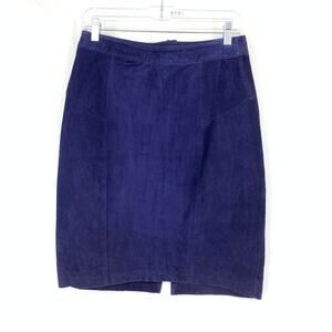 Vintage 90s Pencil Skirt Womens Apx Size 29" US 8 Dark Blue Suede Leather